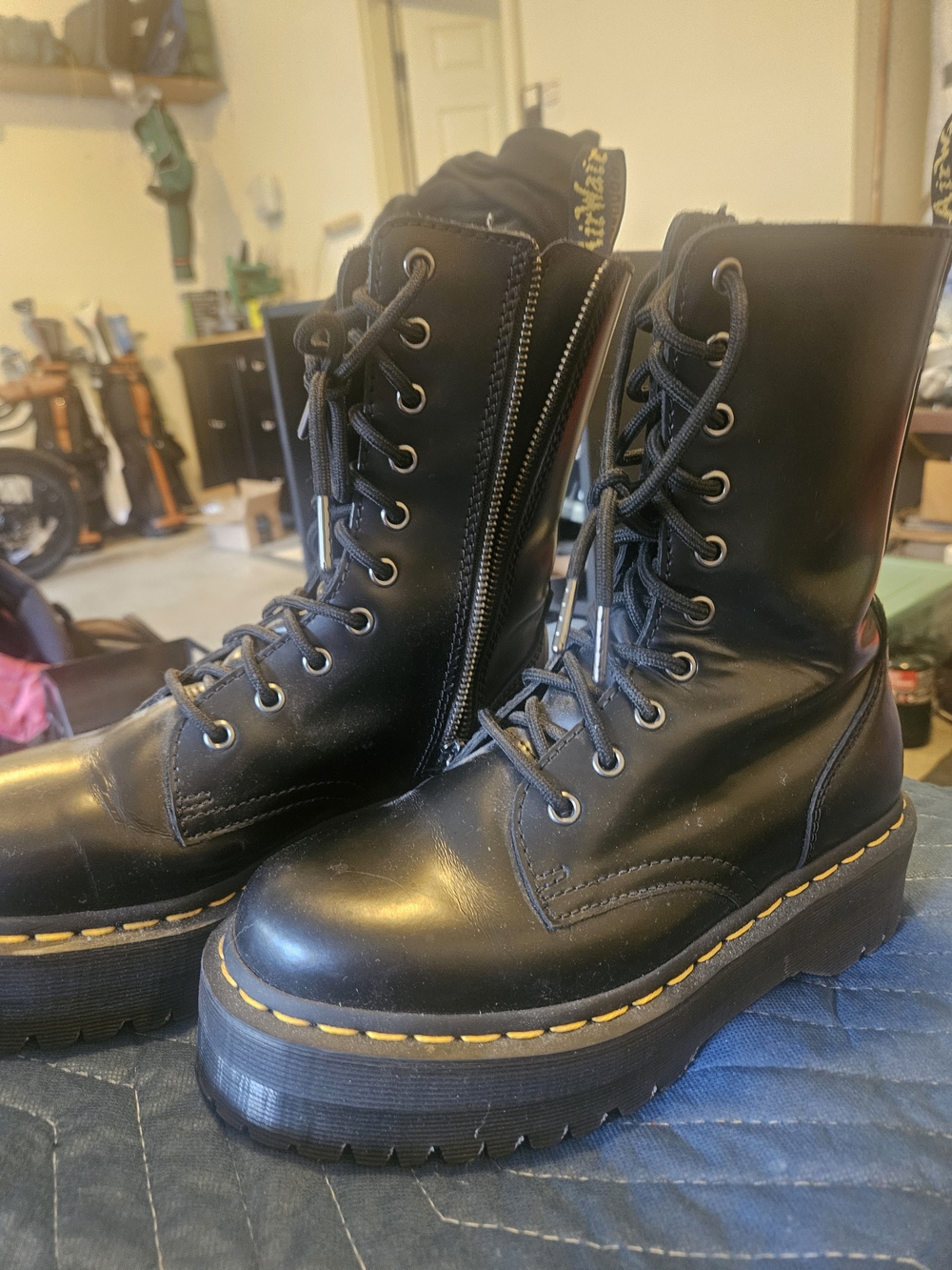 Dr. Martens Jadon Max Leather Platform Boots Black